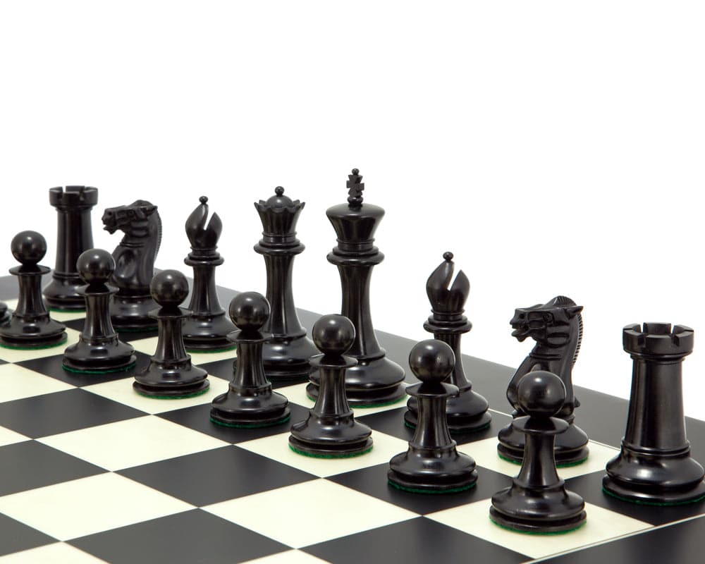 Old English Elite Ebony and Black Luxury Chess Set (Hover Image)