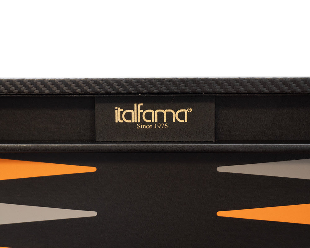 Italfama Folding Leatherette Backgammon Set in Black and Orange