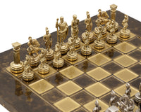 Manopoulos Greek Roman Army Metal Chess Set with Wooden Case - Small