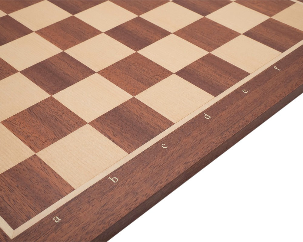 19 Inch No. 5 Inlaid Wooden Chess Board with Notation in ebony, showcasing detailed craftsmanship and elegant design