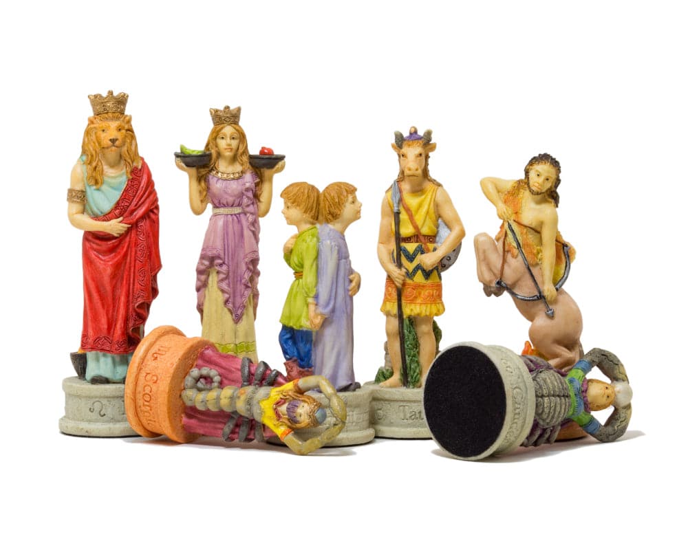 The Zodiac hand painted Italian themed chess pieces by Italfama, featuring beautifully crafted, exquisite detail with a 3.25 inch king.