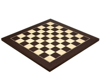 15.75 Inch Wenge and Maple Deluxe Chess Board with 1.58 inch squares, crafted in Spain by Rechapados Ferrer, ideal for 3-inch king.