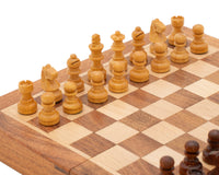 Deluxe Hardwood Folding Travel 19cm Magnetic Chess Set