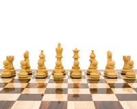 Atlantic Series Rosewood Staunton Chess Pieces 3.75 inches arranged on a 20 inch chessboard, made from single blocks of solid rosewood.
