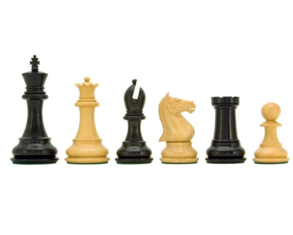 Sentinel Series Ebony and Boxwood Staunton Chess Pieces 4 Inches with Classic Design and Weighted Balance