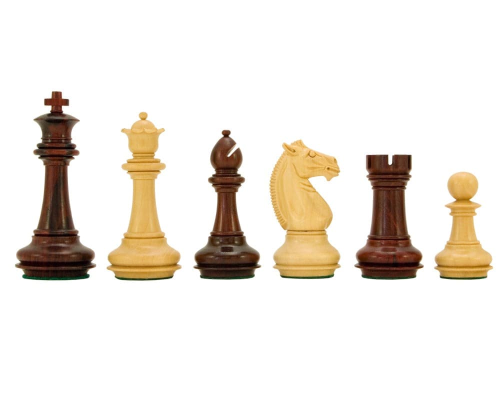 Templar Series Rosewood and Boxwood Luxury Chess Pieces 4 Inch Staunton Design