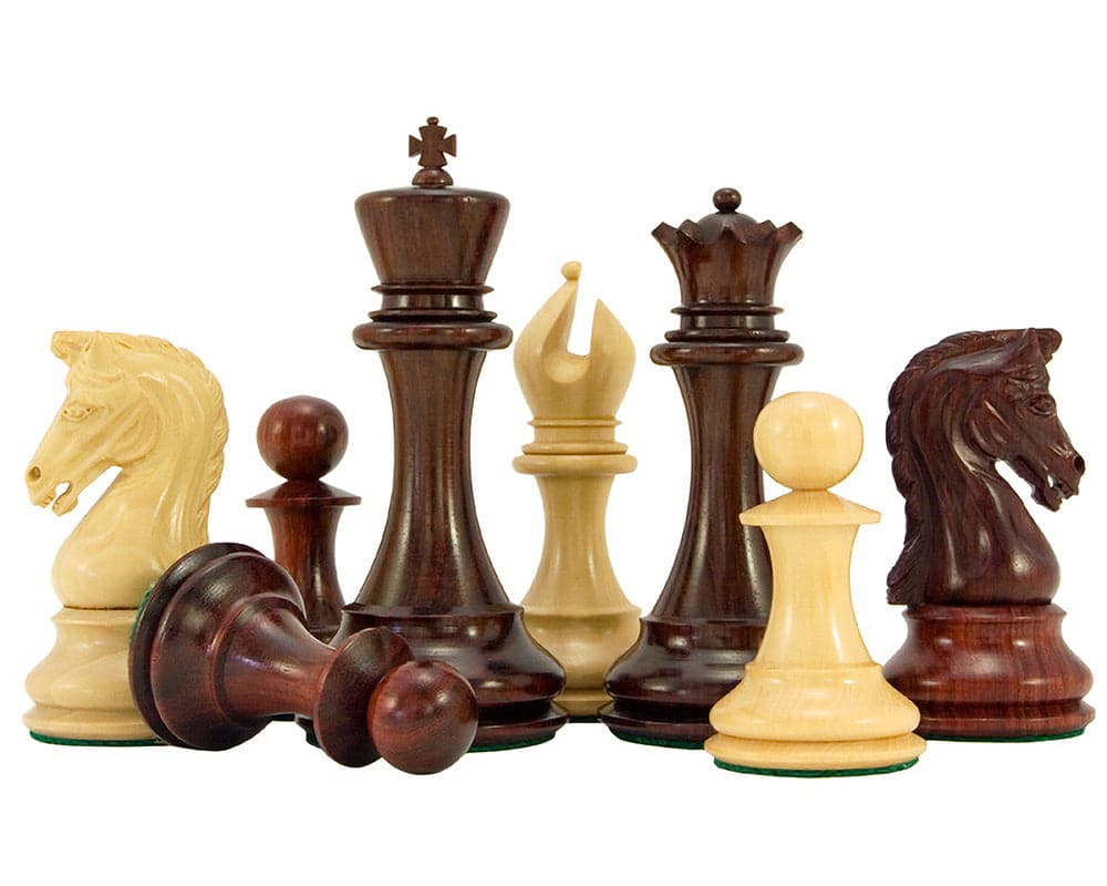 Eminence Series Rosewood Luxury Chess Pieces 4.5 Inches Staunton set with expert craftsmanship, featuring a 4.5 inch king and additional queens.