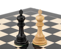 Constantine Luxury Ebony Chess Pieces 4.5 Inches King and Queen on Chessboard.