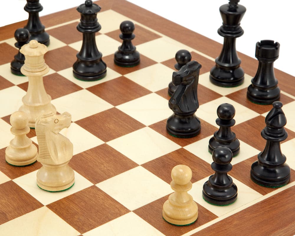 French Knight Black Mahogany Chess Set (Hover Image)