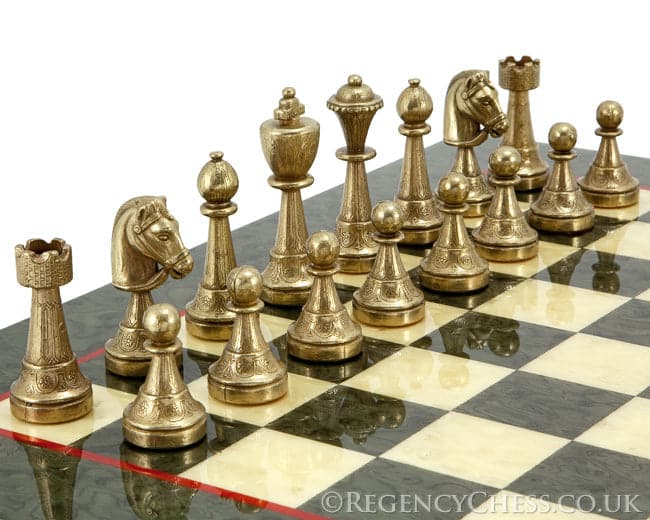 Finnesburg Brass and Olive Luxury Chess Set