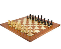 Cheltenham Ebony and Rootwood Grand Chess Set with handcrafted pieces on a 24-inch Italian board.