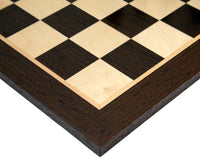 Close-up of Victoria Ebonised Wenge Tournament Chess Board featuring wenge and birch wood craftsmanship.