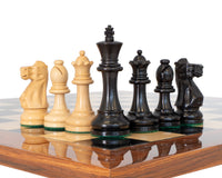 Supreme Ebony Chess Set with Burl Wood Case