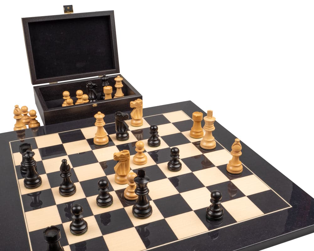 The French Knight Luxury Black Chess Set (Hover Image)