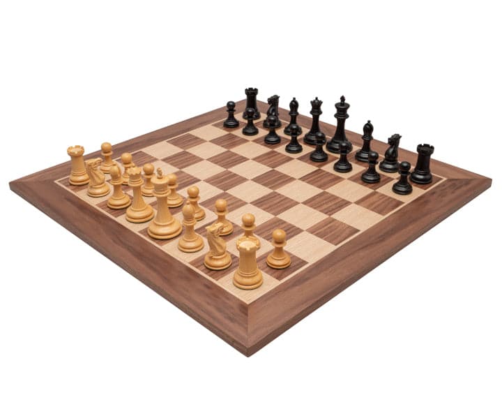 The Old English Elite Walnut and Black Deluxe Chess Set