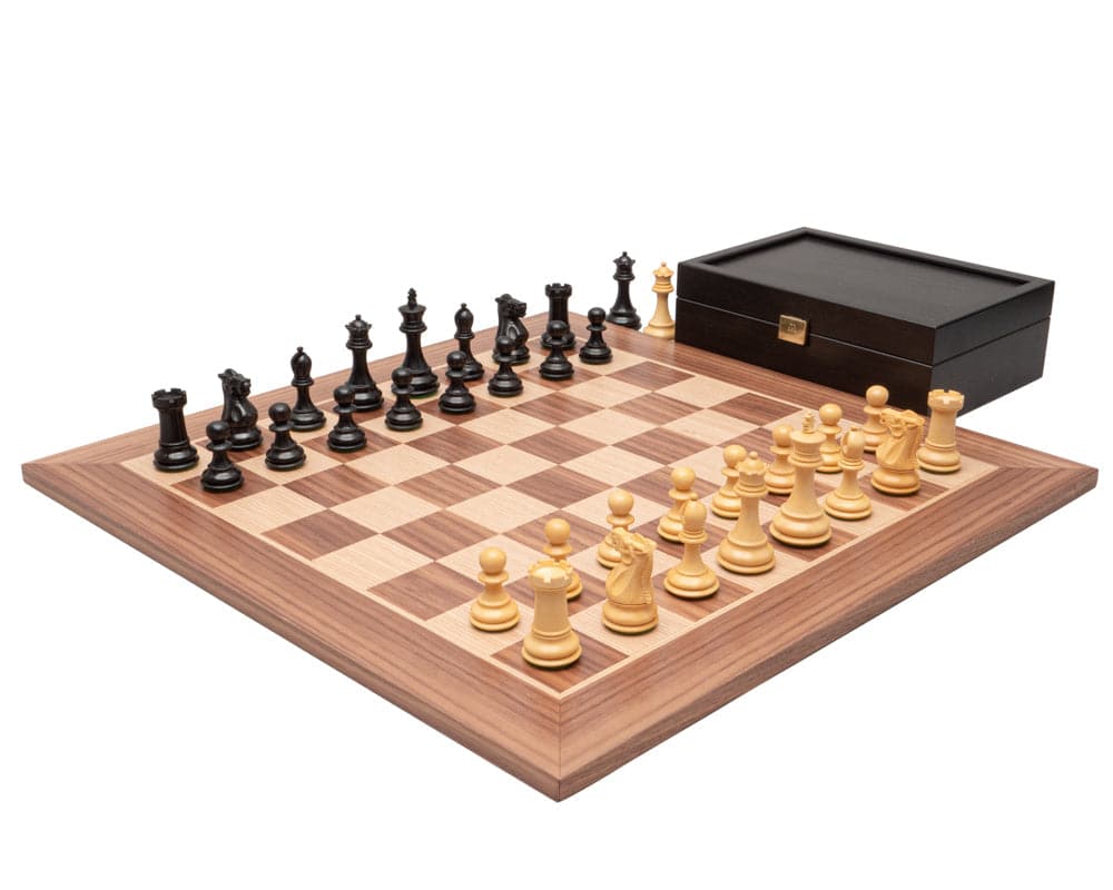 The Highclere Ebony and Walnut Traditional Chess Set