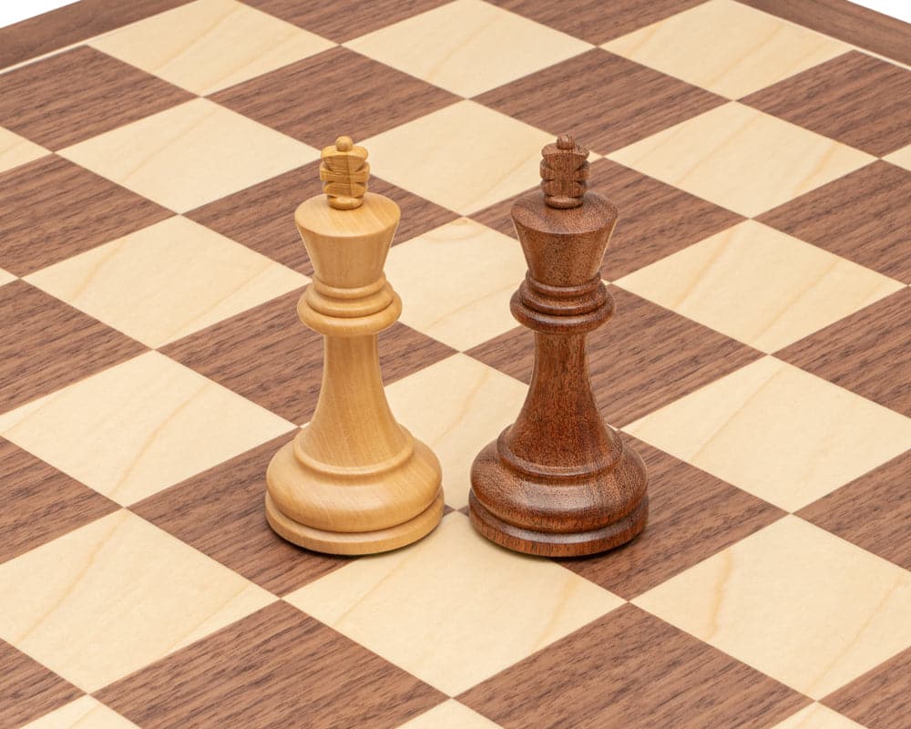 The Executive Sheesham and Boxwood Staunton Chess Kings on Walnut and Maple Board