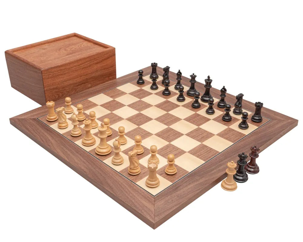 The Sandringham Tres Corone and Walnut Luxury Chess Set with Case