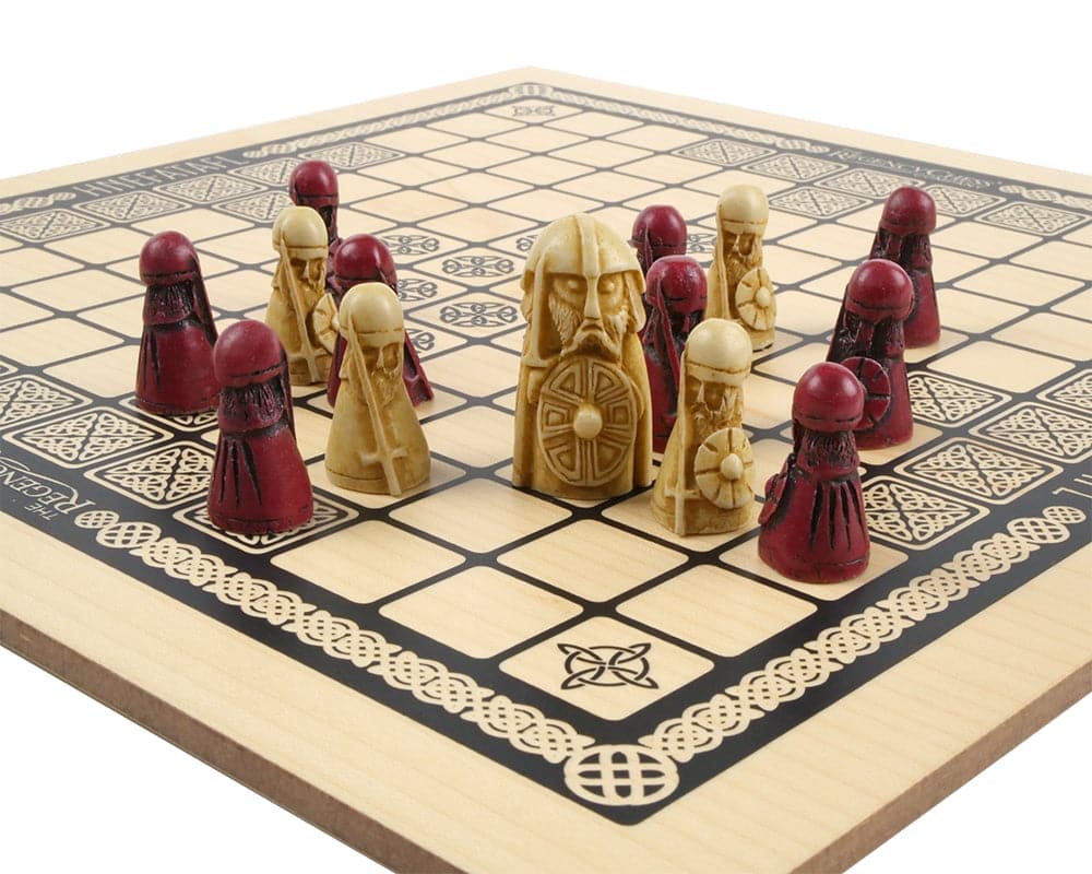 Hnefatafl The Viking Game Cardinal Deluxe Edition with Isle of Lewis Chess Men and decorated board