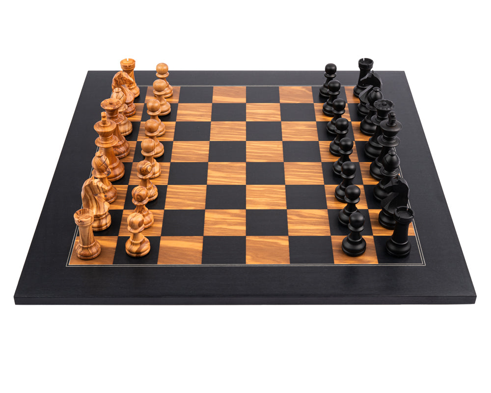 Rechapados Ferrer Black & Olive Deluxe Staunton Chess Set with Case